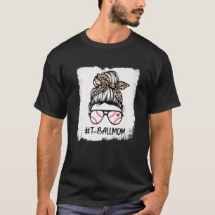 Ball Baseball Mama Leopard Bu gebleicht T-Shirt
