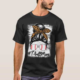 Ball Baseball Mama Leopard Bu gebleicht T-Shirt