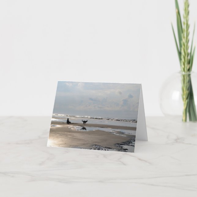 Ball Chasing Hund auf der Beach Note Card Karte (Vorderseite)