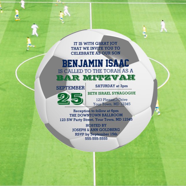 Ball de football Round Bar Mitzvah Invitation (Créateur téléchargé)
