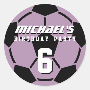 Ball de football violet Stickers de fête d'annive