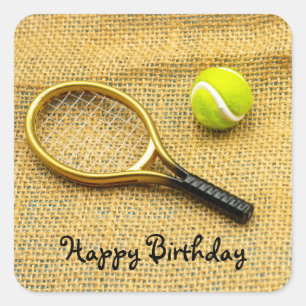 Ball de tennis et raquette sur Sticker marron