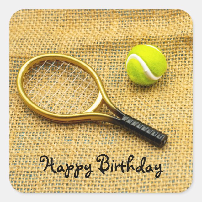 Ball de tennis et raquette sur Sticker marron (Devant)