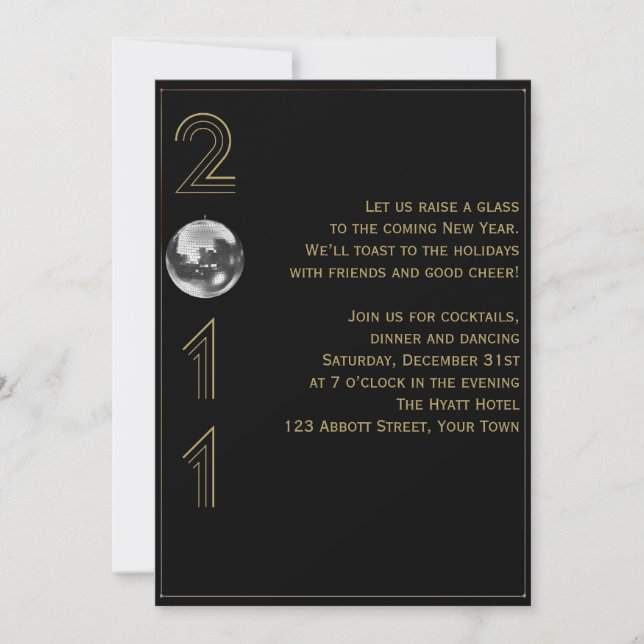 Ball Drop 2011 Silvester Einladung (Vorderseite)