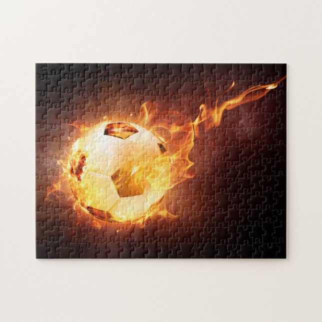 Ball-Feuer im Blazing-Fußball - Puzzle (Horizontal)