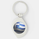 Toff London Schlüsselanhänger Mit Griechischer Flagge – Handgefertigt In UK, 36 Mm, Mit Samtbeutel
