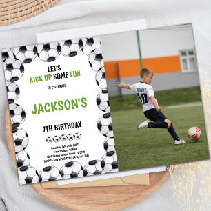 Ball Fram Soccer Anniversaire Invitations avec pho