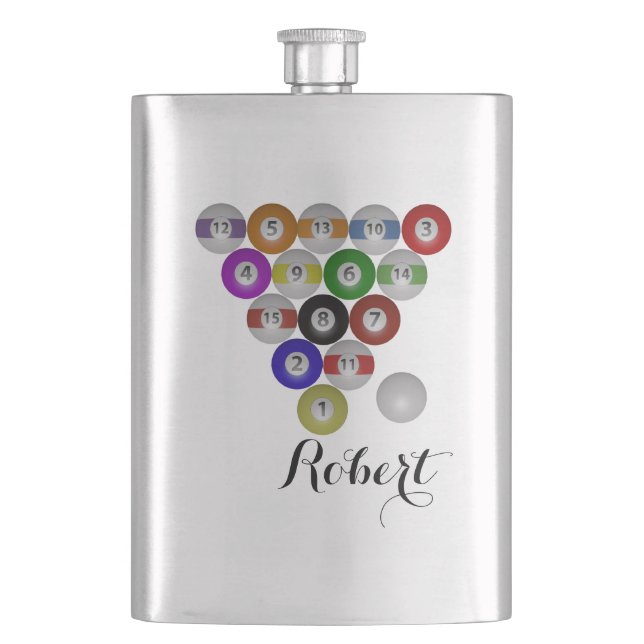 Ball-Gestell des Billard-acht Flachmann (Vorderseite)