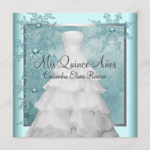 Ball Gown Aquamarin Blue Winter Schneeflocken Quin Einladung