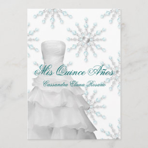 Ball Gown Aquamarin Blue Winter Schneeflocken Quin Einladung