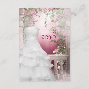 Ball Gown Pink Rose Quinceanera UAWG RSVP Karte