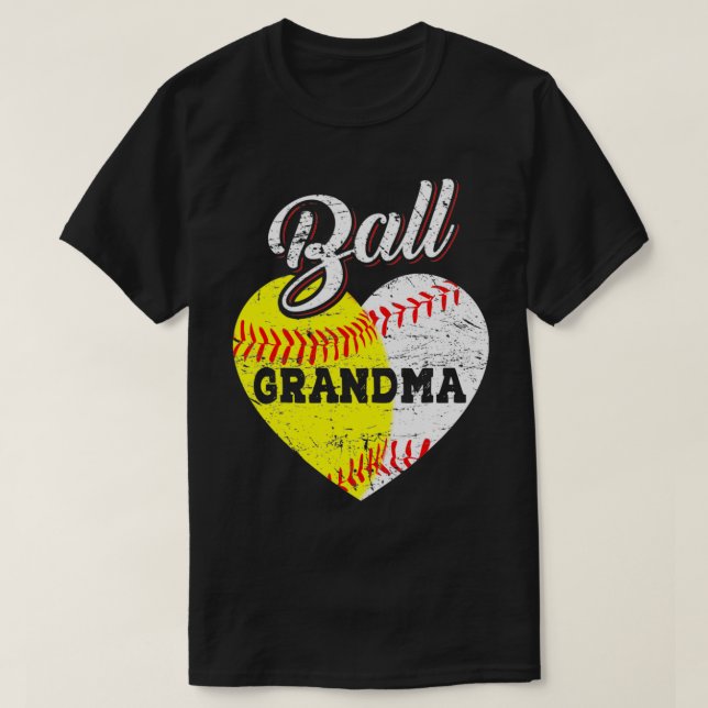Ball Grandma Baseball Softball Heart  T-Shirt (Design vorne)