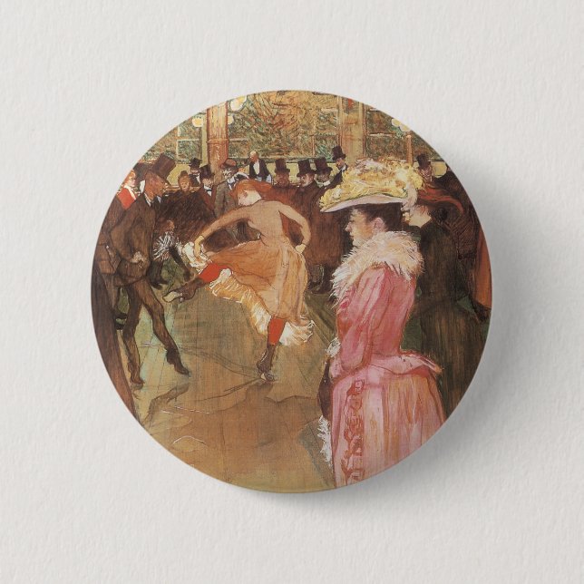 Ball in der Diskothek von Toulouse Lautrec Button (Vorderseite)
