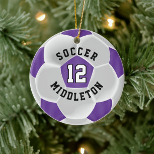 ⚽ Ball in Lila und weiß Keramik Ornament