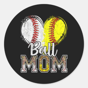 Ball Mama Heart Baseball Softball Mama Women Mothe Runder Aufkleber