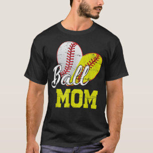 Ball Mama Heart Baseball Softball Mama Women Mothe T-Shirt