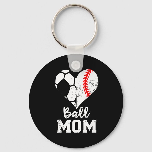 Ball Mama Herz Funny Baseball Soccer Mama Kostüm U Schlüsselanhänger (Vorderseite)