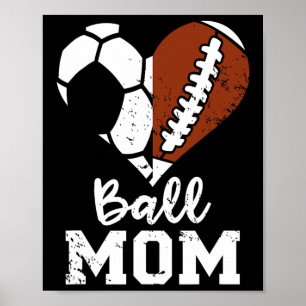 Ball Mama Herz Funny Football Fußball Mama Poster