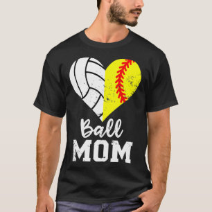 Ball Mama Herz Funny Softball Volleyball Mama T-Shirt