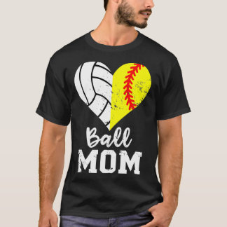 Ball Mama Herz Funny Softball Volleyball Mama T-Shirt