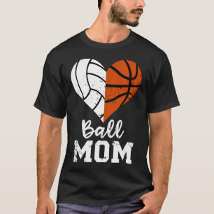 Ball Mama Herz Lustiger Volleyball Basketball T-Shirt