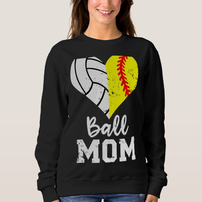 Ball Mama Herz Softball Volleyball Mama Sweatshirt (Vorderseite)