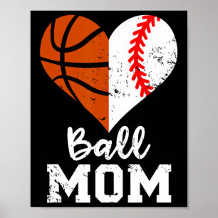 Ball Mama Herzspass Baseball Basketball Mama Poster