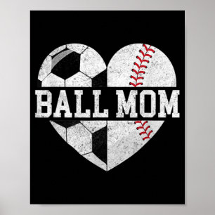 Ball Mama Herzspass Baseball Fußball Mama Poster