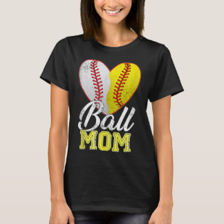 Ball Mama Mama Herz Baseball Softball Mutter T-Shirt