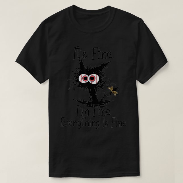 Ball Mama Messy Cat Softball Mama Mothe geblasen T-Shirt (Design vorne)