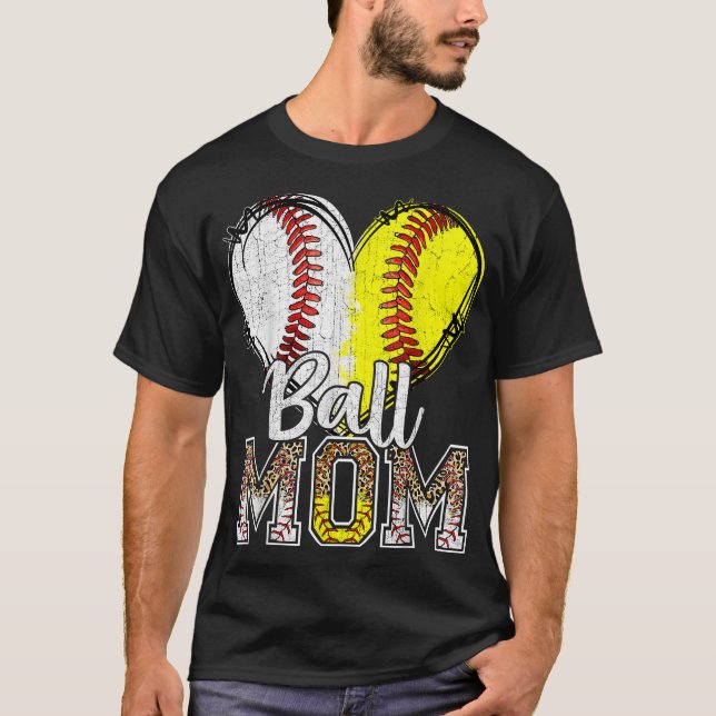 Ball Mom Heart Baseball Softball Mama Women Mother T-Shirt (Vorderseite)