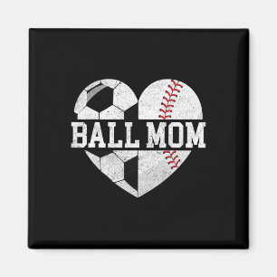 Ball-Mom-Shirt Herz Lustig Baseball Fußball-Mama Magnet