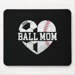 Ball-Mom-Shirt Herz Lustig Baseball Fußball-Mama  Mousepad