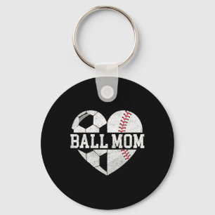 Ball-Mom-Shirt Herz Lustig Baseball Fußball-Mama Schlüsselanhänger