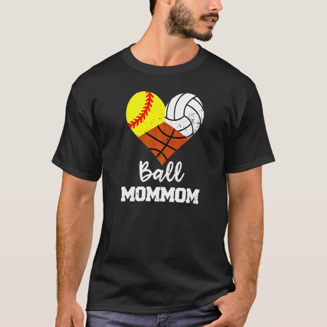 Ball Mommom Heart Softball Volleyball Basketball M T-Shirt (Vorderseite)