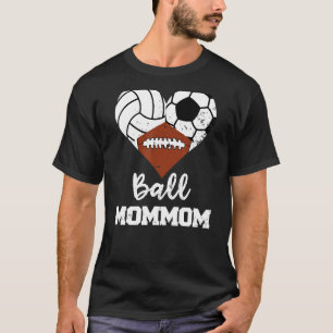 Ball Mommom Heart Volleyball Fußball Mama T-Shirt