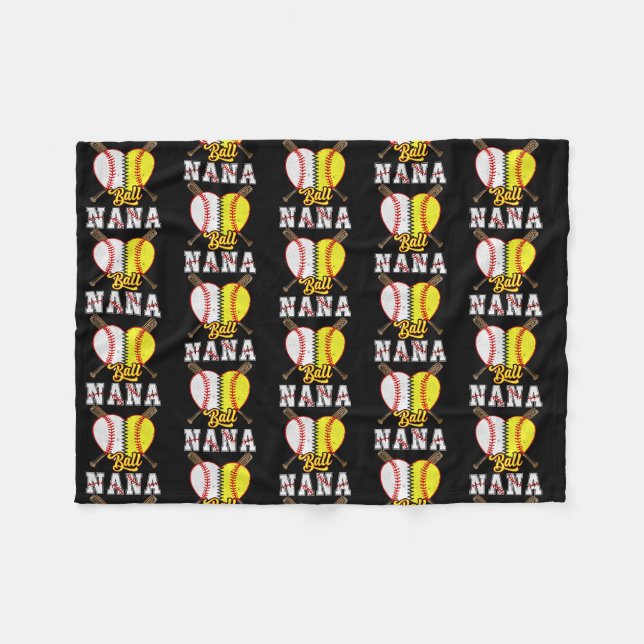 Ball Nana Softball Baseball Liebt die Funny Mother Fleecedecke (Vorderseite (Horizontal))