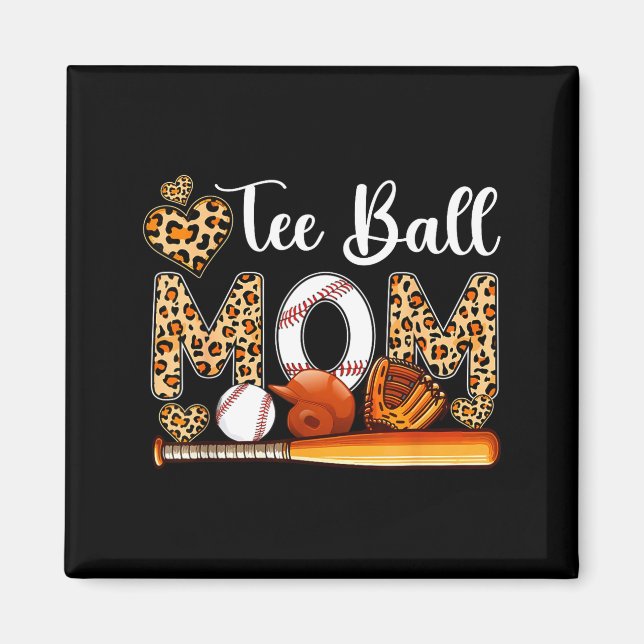 Ball niedliche Mutter Leopard Kostüm Baseball Mutt Magnet (Vorne)