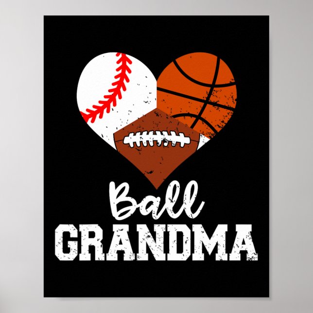 Ball Oma Fun Baseball Basketball Fußball Poster (Vorne)