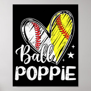 Ball pe Ball Herz Baseball Softball Poster