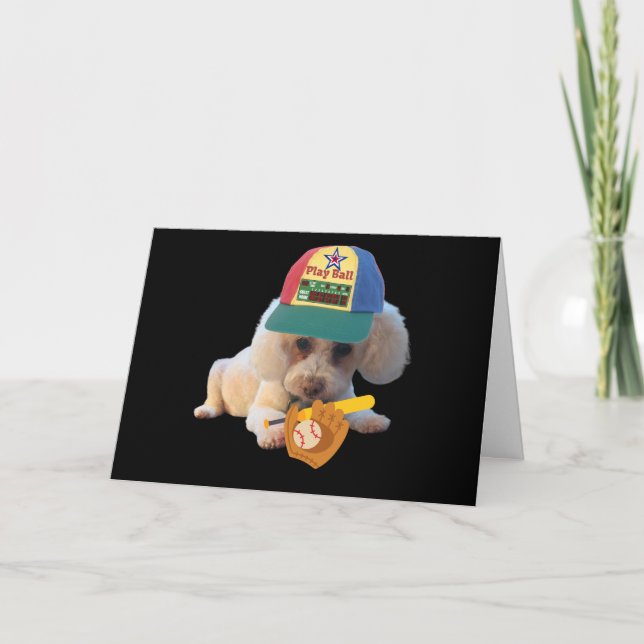 Ball Poodle Grußkarte spielen Karte (Vorderseite)