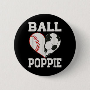 Ball Poppie Baseball Fußball Spieler Herz Liebe  Button