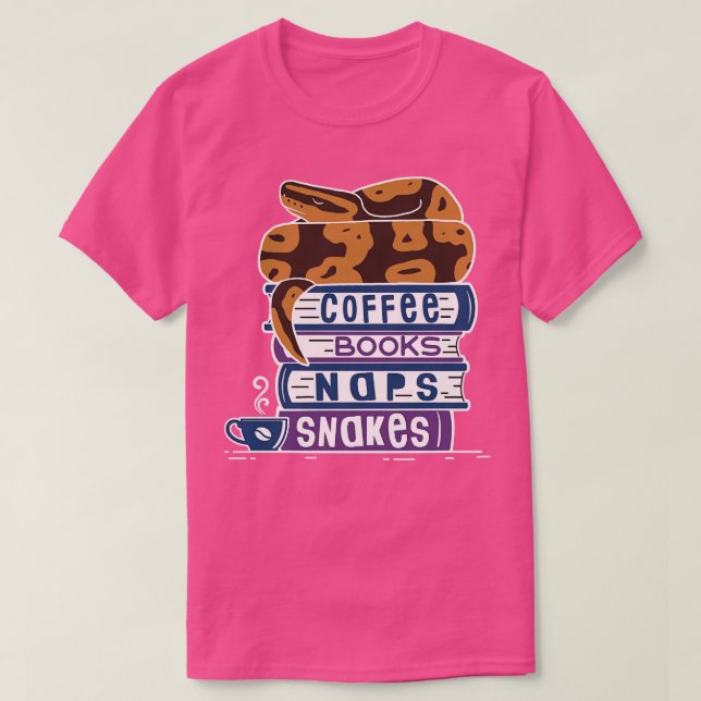 Ball Python Coffee Books Nickerchen Schlangen T-Shirt (Design vorne)