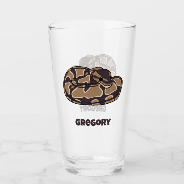 Ball Python Snake, Brown und Tan Personalisiert Glas (Vorderseite)