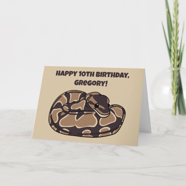 Ball Python Snake, Brown und Tan Personalisiert Karte (Vorderseite)