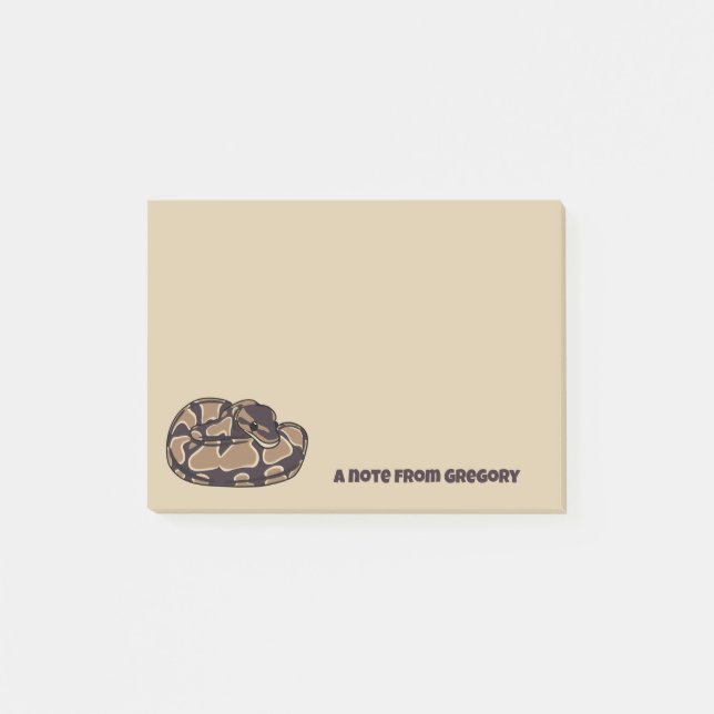 Ball Python Snake, Brown und Tan Personalisiert Post-it Klebezettel (Vorderseite)