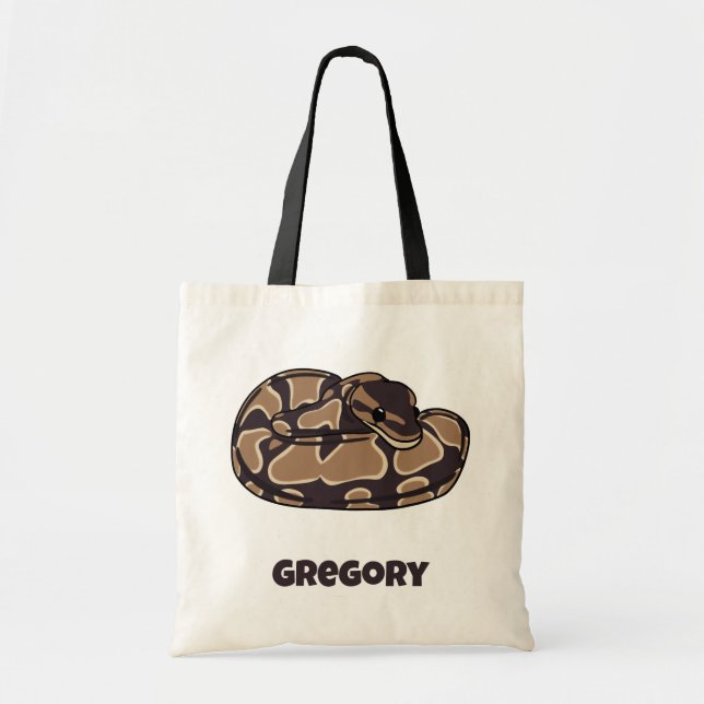 Ball Python Snake, Brown und Tan Personalisiert Tragetasche (Vorne)