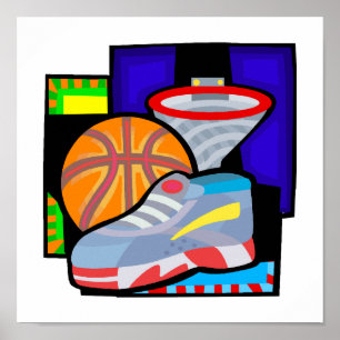 Ball sneakers hoop poster