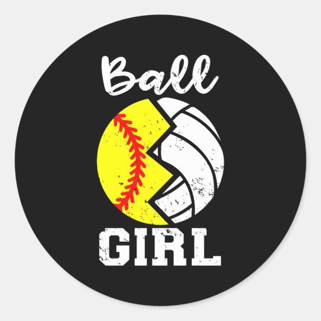 Ball Softball Volleyball Runder Aufkleber (Vorderseite)