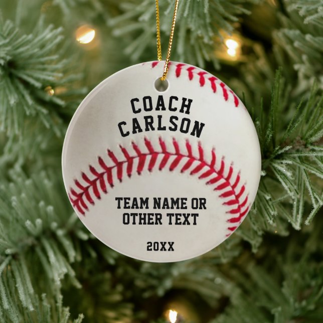 Ball Stitching Foto für Baseball-Coach Personalisi Keramik Ornament (Baum)